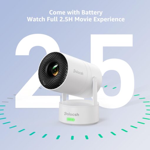 Polocsh Mini Projector, Rechargeable Portable Outdoor Smart Projector with 4K Support, Auto Keystone, Android 11 Small Projector with WiFi and Bluetooth, Electric Focus Home Theater for iphone - Image 8