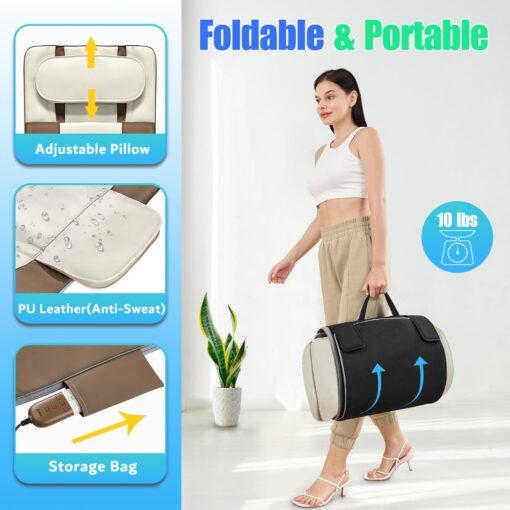 Full Body Massage Mat with Airbags Stretching & Heating, 3D Lumbar Traction & Relaxation, Back Massager Pad, 4 Modes 3 Intensities 3 Heat Levels, PU Leather, Portable & Foldable Design, Fit 5'1-6'0 - Image 3