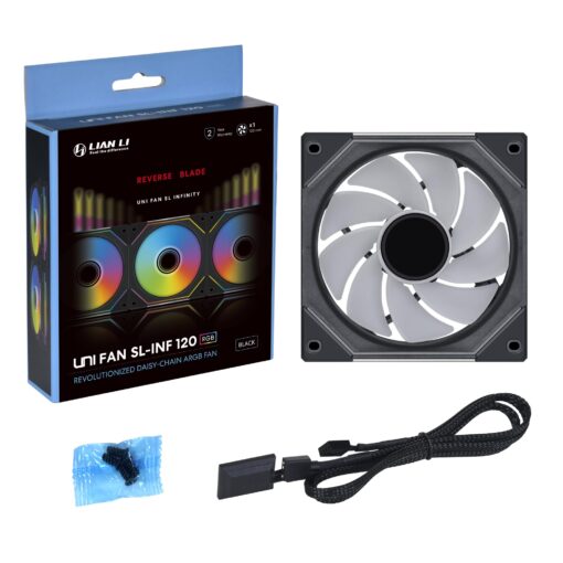 Lian Li GA2T36INB Galahad II Trinity 360 AIO CPU Liquid Cooler 360mm & SL Infinity 120 Reverse Blade Black Single Pack & UNI Fan SL-Infinity 120 RGB Triple Pack Black with Controller - UF-SLIN120-3B - Image 4