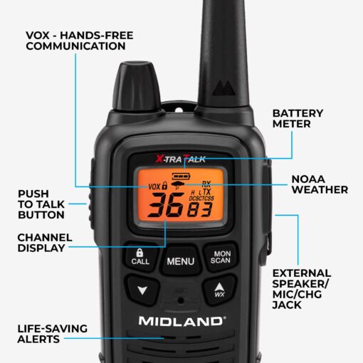 Midland – LXT600BBX6 Gang Charger Business Radio Walkie Talkie with Ear Piece - Small, Lightweight - Security Restaurants Retail Cafes - Two Way Radio with Charging Base- Rechargeable- 6 Units - Image 6