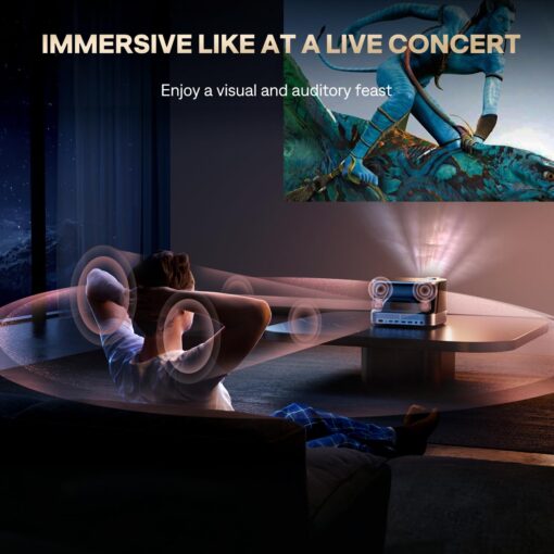 3-in-1 Projector 4K Supported, AURZEN BOOM 3 Smart Projector with WiFi and Bluetooth, 3D DoIby Audio & 36W Speakers, Auto Focus & Keystone, Netflix Official 500 ANSI Home Outdoor proyector, Black - Image 7