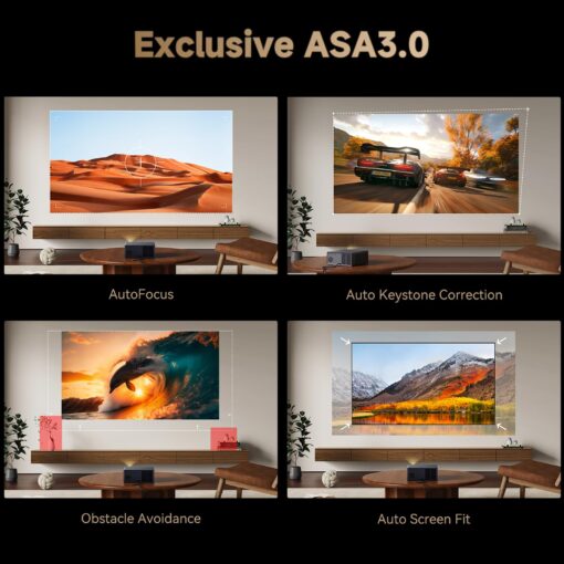 [1100 ANSI & Google TV] Wanbo X5 Pro 4K Projector with WiFi and Bluetooth, Home Outdoor Movie Proyector, Auto Focus & Keystone, 26dB Low Noise, Native 1080P, Smart Projector with Netflix & Google Play - Image 4