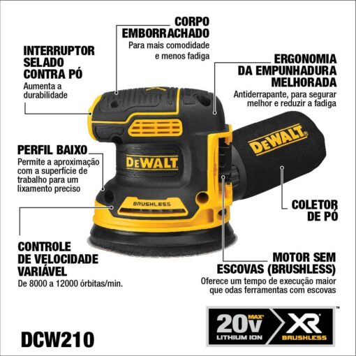 DEWALT 20V MAX Orbital Sander, Tool Only with 20V MAX Battery Pack with Charger, 3-Ah (DCW210B & DCB230C) - Image 7