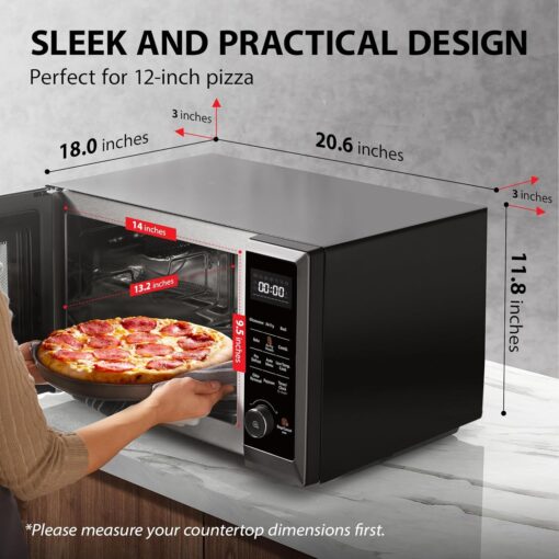 TOSHIBA Air Fryer Combo 8-in-1 Countertop Microwave Oven, with Convection, Broil, Odor Removal Mode, 12.4" Position Memory Turntable, Child-Lock, 1.0 Cu.ft, Black Stainless Steel, ML2-EC10SA(BS) - Image 8