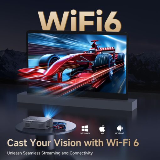 4K Projector with Netflix-Licensed&Dolby Audio, AI Auto Focus&6D Keystone Kogata Smart Projector with Built in Apps Outdoor Movie Proyector with WiFi 6 Bluetooth for Home Theater UPGRADE - Image 4