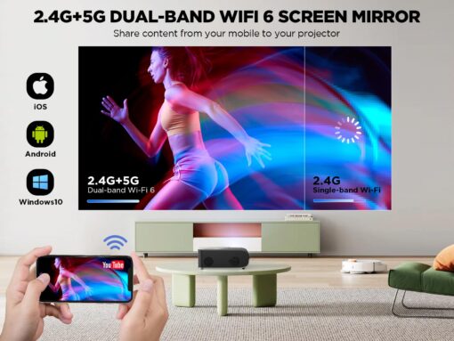 [Netflix Officially/AI Auto Focus] Smart Projector with WiFi and Bluetooth,Dolby Audio,DBPOWER Native 1080p Projector with Apps Built-in Netflix/Hulu/Disney+/Peacock, 600ANSI Movie Projector - Image 6