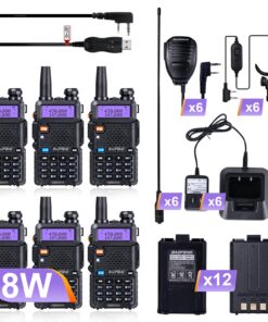 BaoFeng Radio UV-5R 8W Ham Radio (6 Pack) 144-148Mhz/420-450Mhz + 1pcs TIDRADIO Driver Free Programming Cable + 12pcs 1800mAh Batteries BaoFeng Walkie Talkie
