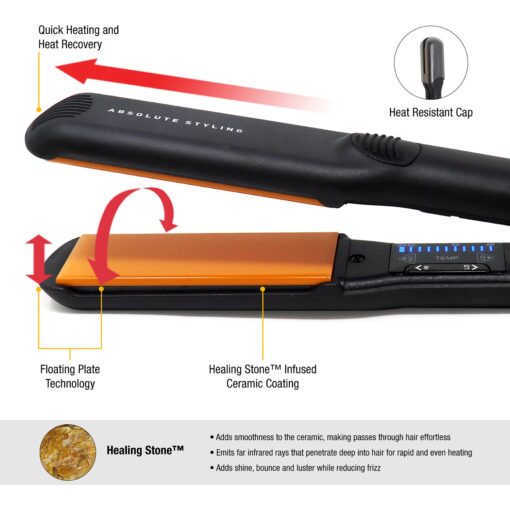 GlamPalm GlamPalm Flat Iron, 1 1/4" Hair Straightener with Digital LCD. Classic Ceramic Coated Plates with Adjustable Temperature Straightens & Curls for Smooth and Silky Hairstyle. Heats Up - Image 8