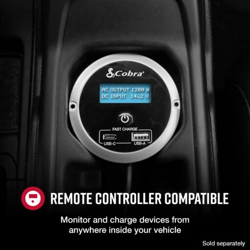 Cobra PRO 1500W Professional Grade Power Inverter, Portable – 1500-Watt Car Charger, 4 Grounded AC Outlets, 2 Fast Charge USB Ports and Remote Controller (CPIALCDG1) Compatible - Image 2