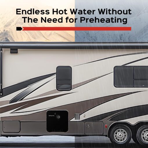 RV Tankless Water Heater Propane Gas, RVPart Pro, with 15"x15" Black Door and Remote Controller, DC 12V, 7×24 Technical Support, High Altitude, Easy Installation, Compatible with All RVs,GT60,Black - Image 2