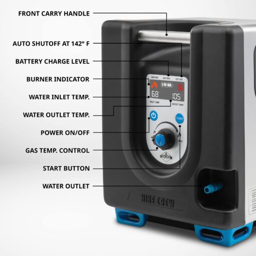 Hike Crew Portable Propane Water Heater & Shower Pump w/Built-in Battery | Compact Outdoor Cleaning & Showering System w/LCD, Safety Shutoff & Carry Case, Instant Hot Water for Camping & Hiking - Image 5