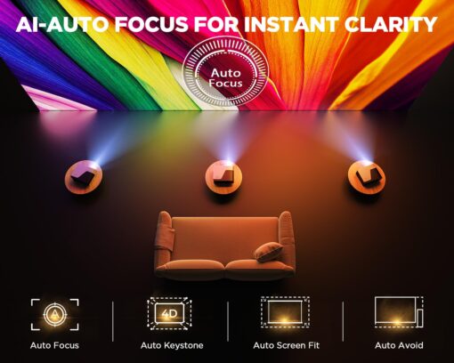 [Netflix Officially/AI Auto Focus] Smart Projector with WiFi and Bluetooth,Dolby Audio,DBPOWER Native 1080p Projector with Apps Built-in Netflix/Hulu/Disney+/Peacock, 600ANSI Movie Projector - Image 8