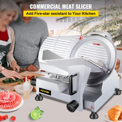 VEVOR Commercial Meat Slicer, 12 inch Electric Food Slicer, Semi-Auto 320W Stainless Steel Deli Meat Slicer, Adjustable Thickness for Meat,Cheese,Veggies Ham Fruit (12IN-320W) - Image 9