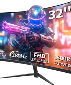 ZZA 32-Inch Curved Gaming Monitor 180hz,FHD 1080P Computer PC Monitor with 1500R |1ms (GTG) | HDR 600|Curved|122% sRGB|DP/HDMI|VESA|FreeSync & G-Syn,Mount Business, Office, Casual Gaming Monitors