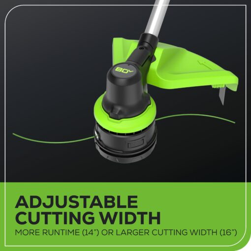 Greenworks 80V 16" Brushless Cordless String Trimmer, 2.0Ah Battery and Charger Included - Image 10