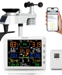 AIRAIN TECH WiFi Weather Station, 14-in-1 Indoor/Outdoor Wireless Weather Stations with Large Display, Home Weather Station with Rain Gauge, Wind Speed/Direction, Barometer, Clock, Weather Forecast