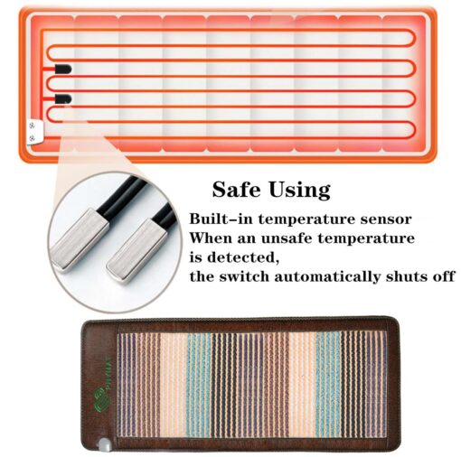 PHYMAT Far Infrared Heating Pad for Back - Infrared Mat Full Body - Amethyst Mat - Bio Crystal Mat - 5 Color Natural Gemstones Heating Pad with Overheat Protection and Auto Off Function(67"x27") - Image 4
