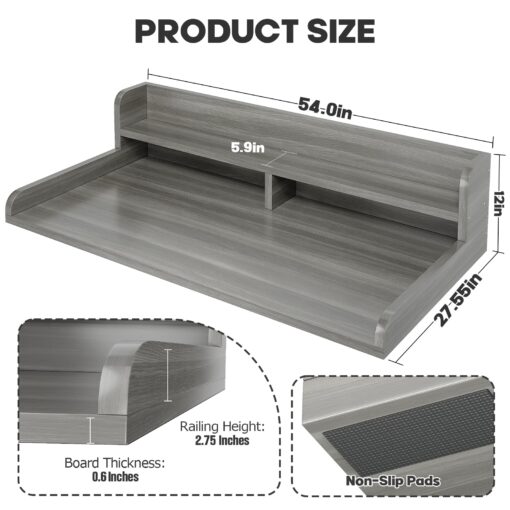 Corbyles 2-Tier Washer Dryer Countertop with 2.75"H Edge Rails, 54" W x 27.55" D Laundry Countertop for Folding Clothes, Washer and Dryer Topper with Non-Slip Pad (Stripe Gray) - Image 3