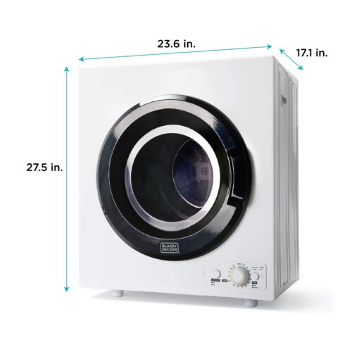 BLACK+DECKER BCED26 Compact Dryer for Standard Wall Outlet, Small, 5 Modes, Load Volume 8.8 lbs., White - Image 4