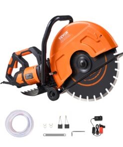VEVOR Electric Concrete Saw, 16 in, 3200 W 15 A Motor Circular Saw Cutter with Max. 6 in Adjustable Cutting Depth, Wet Disk Saw Cutter Includes Water Line, Pump and Blade, for Stone, Brick Orange