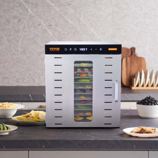 VEVOR Food Dehydrator Machine, 10 Stainless Steel Trays, 1000W Electric Food Dryer with Digital Adjustable Timer & Temperature for Jerky, Herb, Meat, Beef, Fruit, Dog Treats and Vegetables - Image 3