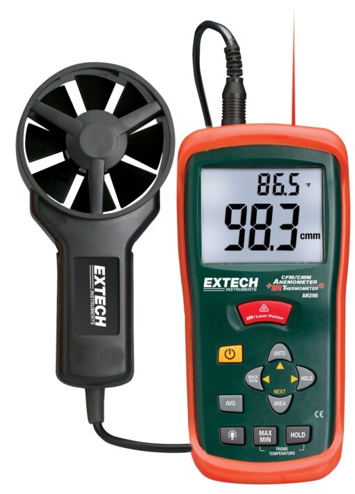 Extech AN200 CFM/CMM Mini Thermo-Anemometer with Built-in Infrared Thermometer