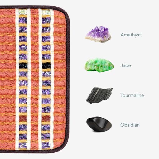 HealthyLine TAO Far Infrared Heating Pad - Small Natural Crystal Gemstones Mat for Back Pain - Electric Auto Shut Off - Rejuvenating Negative Ions Therapy - 18" x 18" - Image 7