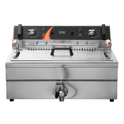 VEVOR Commercial Deep Fryer, 3000W Electric Turkey Fryer with Basket, Large Capacity 30.6Qt / 29L Countertop Single Oil Fryer, Stainless Steel, Temp Control, for Kitchen Restaurant Use, Silver - Image 5