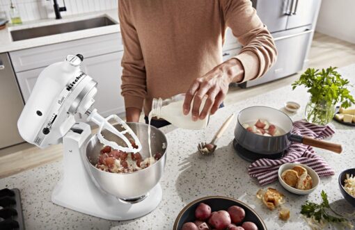 KitchenAid Classic Series 4.5 Quart Tilt-Head Stand Mixer K45SS, White - Image 3