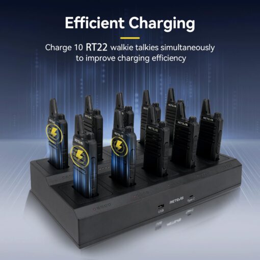Retevis RT22 Walkie Talkies for Adults(20 Pack),Rechargeable 2 Way Radio Long Range,with 2 Pack 10 Way Gang Charger,Charging Efficiently,Hands-Free Portable Walkie Talkie for School Hotel Restaurant - Image 8