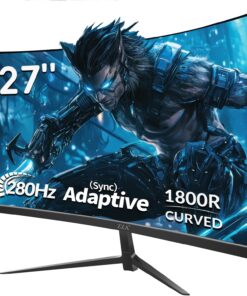 ZZA Gaming Monitor 27 Inch Curved, 280Hz| 240HZ|1ms| Computer Monitor FHD|1080P| 90% DCI-P3,100% sRGB,PC Monitor FreeSync| HDMI|HDR|Low Blue Light| HDMI|DP Ports| VESA Mount| Metal Stand