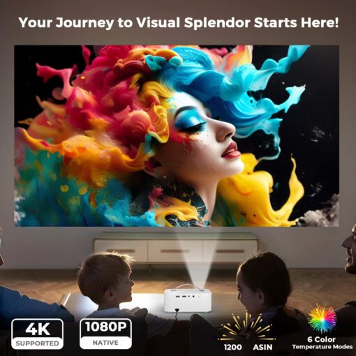 [AI Movin System & 1200 ANSI] Projector-4K with WiFi 6 and Bluetooth, 30W DoIby Audio Netflix-Licensed Projector, One-touch Focus Portable 1080P Outdoor-Projector, Lisowod Smart Proyector with HDR10+ - Image 6