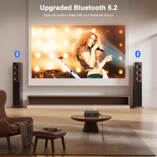 [Netflix Official & Auto Focus/Keystone] Smart Projector with WiFi and Bluetooth, VOPLLS 700ANSI Native 1080P Outdoor Projector, 50% Zoom Home Theater Movie Projector for Bedroom/iOS/Android - Image 3