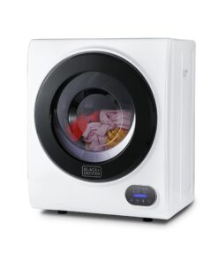 BLACK+DECKER Compact Clothes Dryer, 1.5 Cu. Ft. 850W Electric Dryer, 120V Vented Portable Dryer with Stainless Steel Drum, Mini Dryer for 3.3 lbs. of Laundry for Standard Wall Outlet