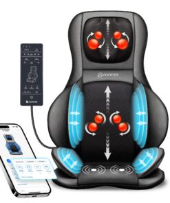 COMFIER Shiatsu Neck Back Massager with Heat,2D/3D Massage Chair Pad with App Control,Deep Tissue Kneading Massage Chair Pad with Compression,Chair Massager for Full Body,Gifts for Mom,Dad, Black