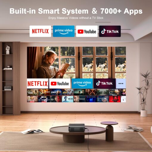 [Netflix Official & Auto Focus/Keystone] Smart Projector with WiFi and Bluetooth, VOPLLS 700ANSI Native 1080P Outdoor Projector, 50% Zoom Home Theater Movie Projector for Bedroom/iOS/Android - Image 7