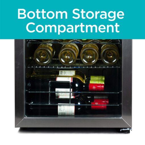 BLACK+DECKER 26 Bottle Wine Fridge with Interior Light and Mechanical Temperature Control, Compressor Cooling Wine Cooler Refrigerator with 4 Wine Racks and 1 Flat Shelf,Fridge with Bottom Compartment - Image 5