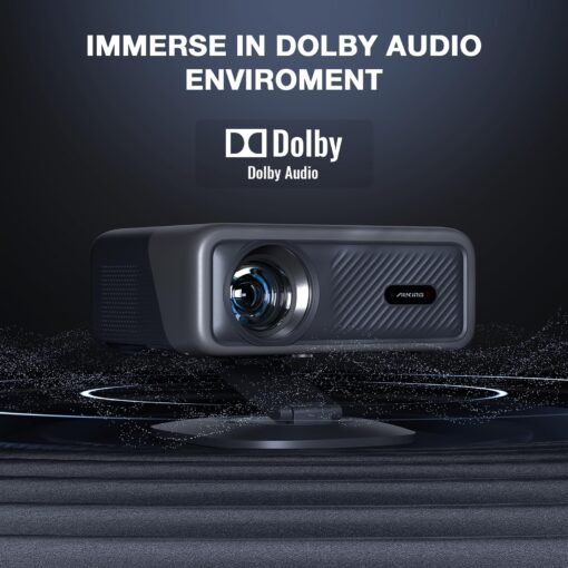 [Netflix Officially&AI Auto Focus]AuKing Smart Projector with Wifi and Bluetooth,Auto Focus&Keystone Projector 4K, 3D DoIby Audio, 800ANSI Outdoor Projector with Omnidirectional Rotating Stand(Grey) - Image 4