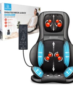 COMFIER Neck Back Massager with Heat, Shiatsu Massage Chair Pad 2D/3D Kneading & Compression Massager, Full Body for and Back,Shoulder,Thighs,Gifts Mom,Dad, Black, 1.0 Count
