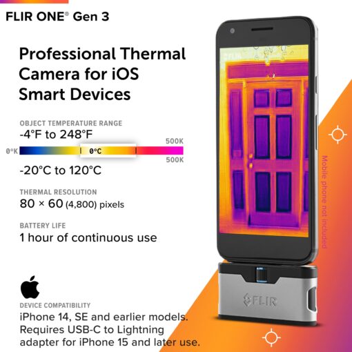 FLIR ONE Gen 3 - Thermal Imaging Camera for iOS Smartphones (iPhone w/Lightning Port Only. iPhone 14 and Older) - Image 7