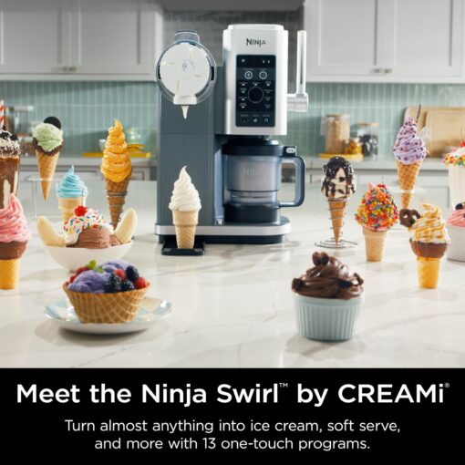 Ninja Swirl by CREAMi Ice Cream and Soft Serve Maker, Sorbet, Milkshake, Frozen Yogurt, Low Calories Program & More, 13-in-1, Soft Serve Handle, (2) CREAMi Swirl 16oz Pints, For Kids & ALL ages, NC701 - Image 14