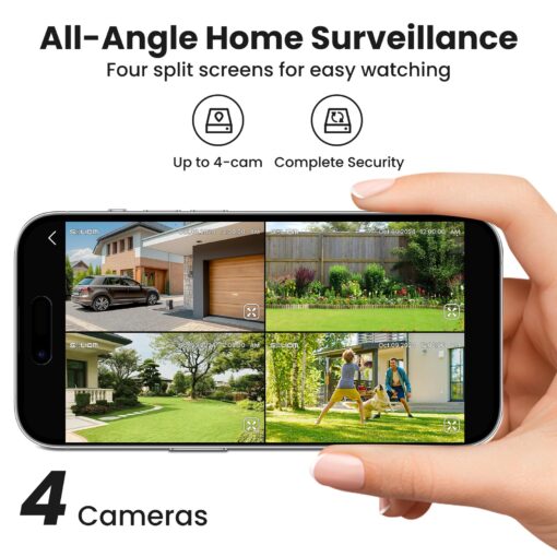 SOLIOM- 5MP Security Cameras Wireless Outdoor, No Subscription,4-Cam Pack, Solar Powered Home Security Camera with 360° Auto Tracking, Pan & Tilt, 3K Color Night Vision,5G & 2.4G Router Compatible - Image 4