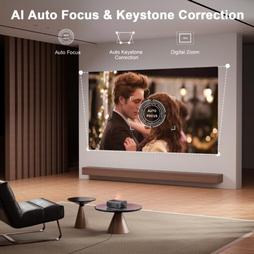 [Netflix Official & Auto Focus/Keystone] Smart Projector with WiFi and Bluetooth, VOPLLS 700ANSI Native 1080P Outdoor Projector, 50% Zoom Home Theater Movie Projector for Bedroom/iOS/Android - Image 6