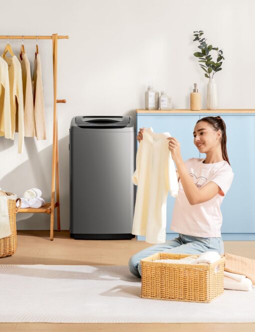 Comfee Portable Washing Machine, 0.9 cu.ft Compact Washer With LED Display, 5 Wash Cycles, 2 Built-in Rollers, Space Saving Full-Automatic Washer - Image 3