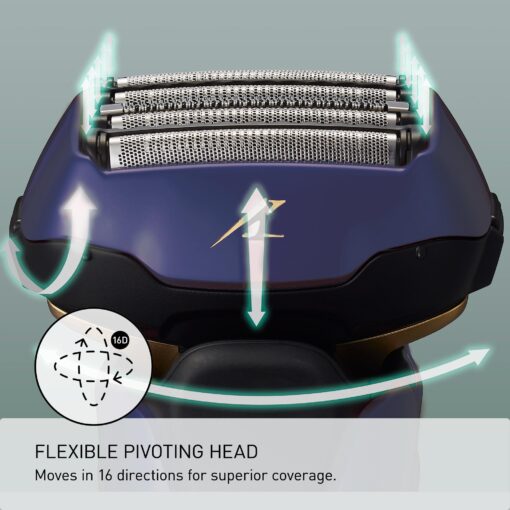 Panasonic ARC5 Electric Razor for Men with Pop-up Trimmer, Wet Dry 5-Blade Electric Shaver with Intelligent Shave Sensor and 16D Flexible Pivoting Head - ES-ALV6HA (Navy) - Image 8