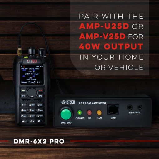 BTECH DMR-6X2 PRO DMR & Analog Two-Way Radio (Bluetooth + GPS) USB-C Battery – 7W VHF/UHF (136-174MHz & 400-480MHz), Encryption, Talker Alias, APRS, Roaming, Voice Recording, with Accessory Kit - Image 2