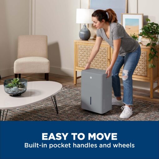 GE Smart Energy Star Portable Dehumidifier w/WiFi for Basement, Bedroom, Bathroom, Garage, Large Rooms up to 4500 Sq Ft, 50Pint w/Removable Bucket & Continuous Drain Connect for Auto/Manual Drainage - Image 5