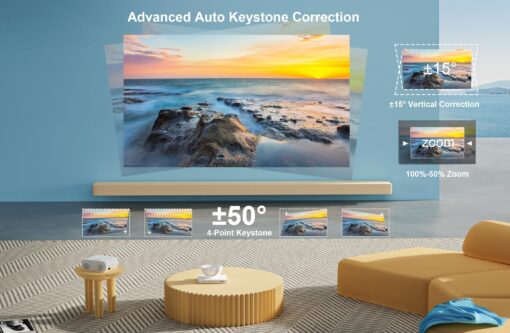 [AI Auto Focus+Auto Lens Cap]Outdoor-Projector 4K with WiFi 6and Bluetooth:Upgrade 1100 ANSI Native 1080P Jimveo Portable Projector, Auto 6D Keystone&Zoom,Home LED Movie Projector for Outdoor/Home Use - Image 6