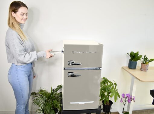Frigidaire EFR840-Cream EFR840 Retro Mini Fridge with Freezer & Side Bottle Opener-Small 2 Door Refrigerator for Office Bar or College Dorm Room-3.1 Cu Ft – 19”"D x 20.5" W x 33.5" H (Cream) - Image 2