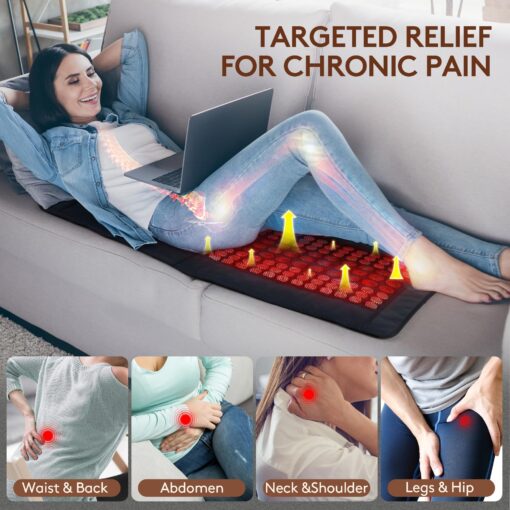 UTK Far Infrared Heating Pad for Back, Full Back Infrared Heating Pad, Weight Heating pad with132 Jade & 54 Tourmaline Stones,160 Watt Fast Heat Up, Larger Size:21x38 Inches - Image 5